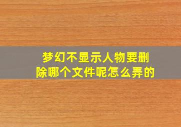 梦幻不显示人物要删除哪个文件呢怎么弄的