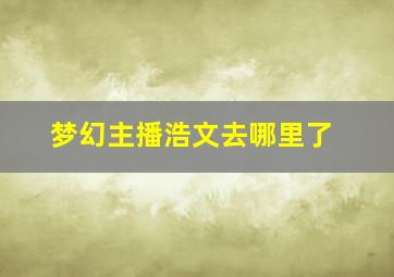 梦幻主播浩文去哪里了