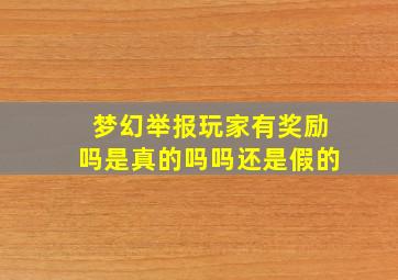 梦幻举报玩家有奖励吗是真的吗吗还是假的