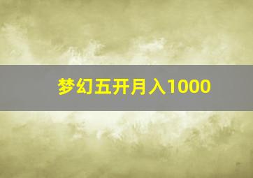 梦幻五开月入1000