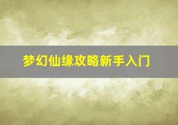 梦幻仙缘攻略新手入门