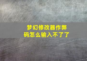 梦幻修改器作弊码怎么输入不了了