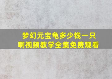 梦幻元宝龟多少钱一只啊视频教学全集免费观看