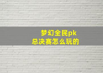 梦幻全民pk总决赛怎么玩的