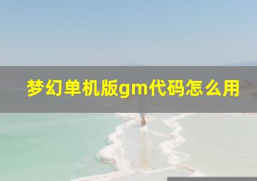 梦幻单机版gm代码怎么用