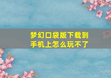 梦幻口袋版下载到手机上怎么玩不了