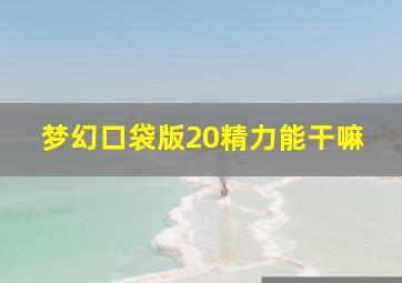 梦幻口袋版20精力能干嘛