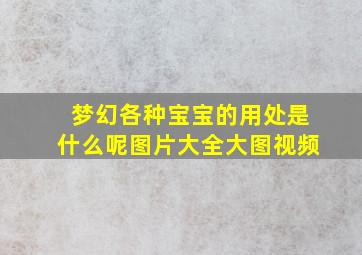 梦幻各种宝宝的用处是什么呢图片大全大图视频