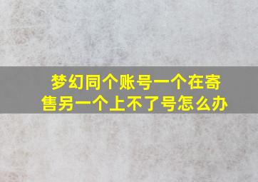 梦幻同个账号一个在寄售另一个上不了号怎么办