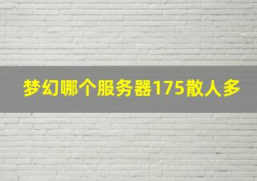 梦幻哪个服务器175散人多