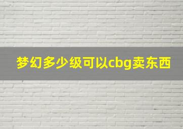 梦幻多少级可以cbg卖东西