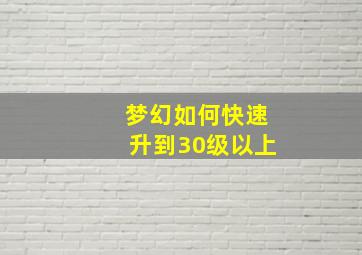 梦幻如何快速升到30级以上