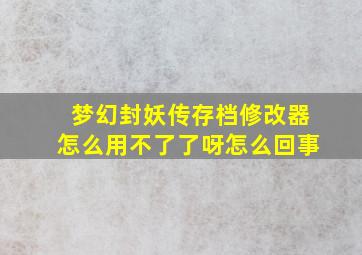 梦幻封妖传存档修改器怎么用不了了呀怎么回事