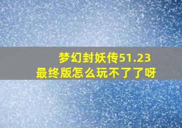 梦幻封妖传51.23最终版怎么玩不了了呀