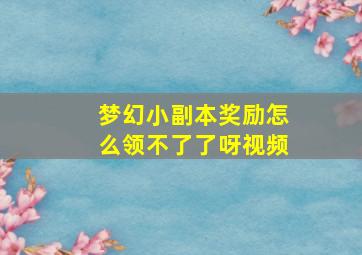 梦幻小副本奖励怎么领不了了呀视频