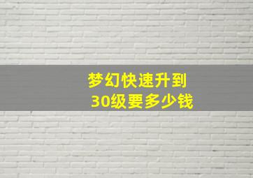 梦幻快速升到30级要多少钱