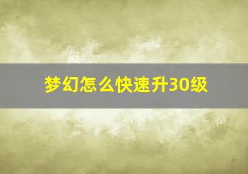 梦幻怎么快速升30级