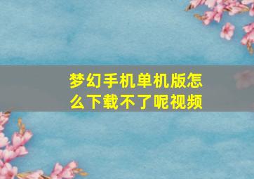 梦幻手机单机版怎么下载不了呢视频