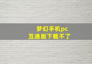 梦幻手机pc互通版下载不了