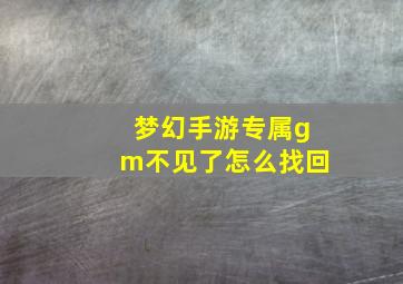 梦幻手游专属gm不见了怎么找回