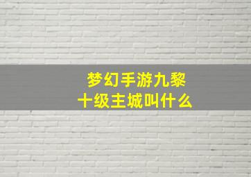 梦幻手游九黎十级主城叫什么