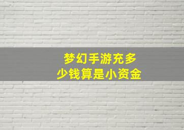 梦幻手游充多少钱算是小资金