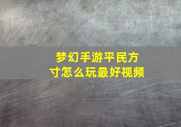 梦幻手游平民方寸怎么玩最好视频