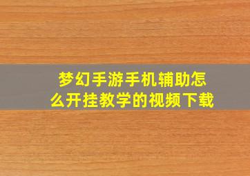 梦幻手游手机辅助怎么开挂教学的视频下载