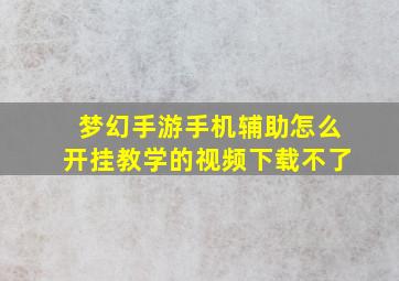 梦幻手游手机辅助怎么开挂教学的视频下载不了