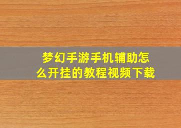 梦幻手游手机辅助怎么开挂的教程视频下载