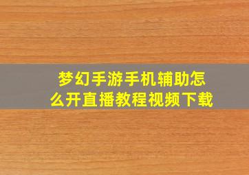 梦幻手游手机辅助怎么开直播教程视频下载