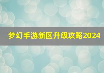 梦幻手游新区升级攻略2024