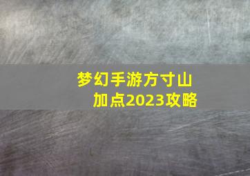 梦幻手游方寸山加点2023攻略