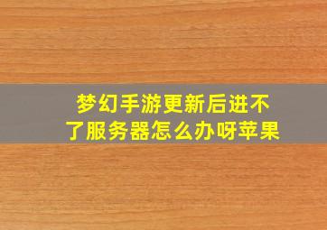 梦幻手游更新后进不了服务器怎么办呀苹果