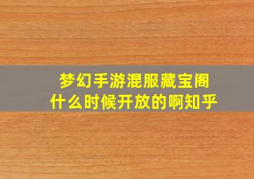 梦幻手游混服藏宝阁什么时候开放的啊知乎