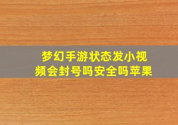 梦幻手游状态发小视频会封号吗安全吗苹果