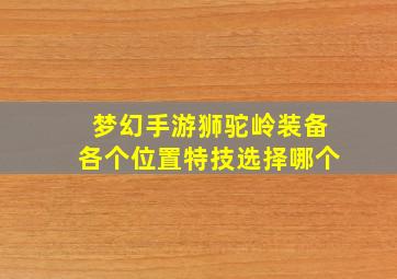 梦幻手游狮驼岭装备各个位置特技选择哪个