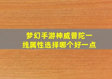 梦幻手游神威普陀一线属性选择哪个好一点