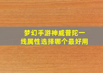 梦幻手游神威普陀一线属性选择哪个最好用