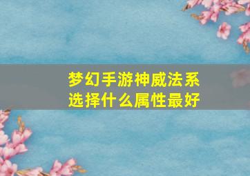 梦幻手游神威法系选择什么属性最好