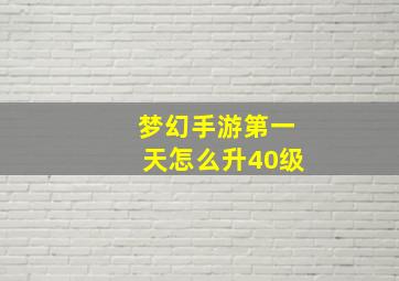 梦幻手游第一天怎么升40级