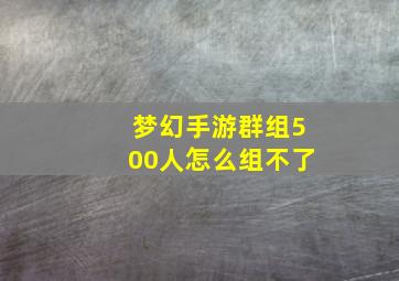 梦幻手游群组500人怎么组不了