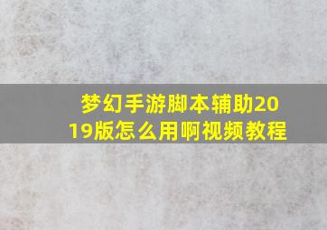 梦幻手游脚本辅助2019版怎么用啊视频教程