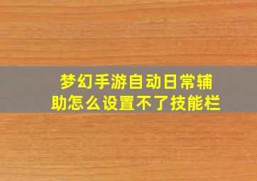 梦幻手游自动日常辅助怎么设置不了技能栏