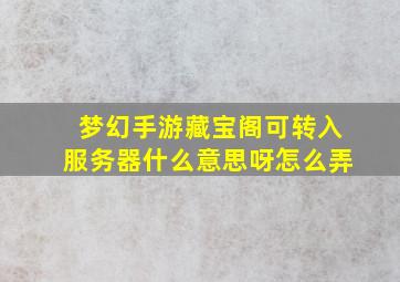 梦幻手游藏宝阁可转入服务器什么意思呀怎么弄