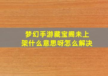 梦幻手游藏宝阁未上架什么意思呀怎么解决