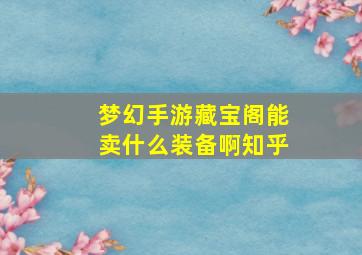 梦幻手游藏宝阁能卖什么装备啊知乎