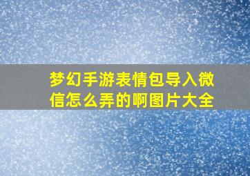 梦幻手游表情包导入微信怎么弄的啊图片大全