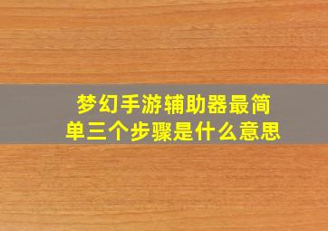 梦幻手游辅助器最简单三个步骤是什么意思