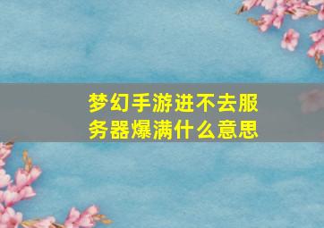 梦幻手游进不去服务器爆满什么意思